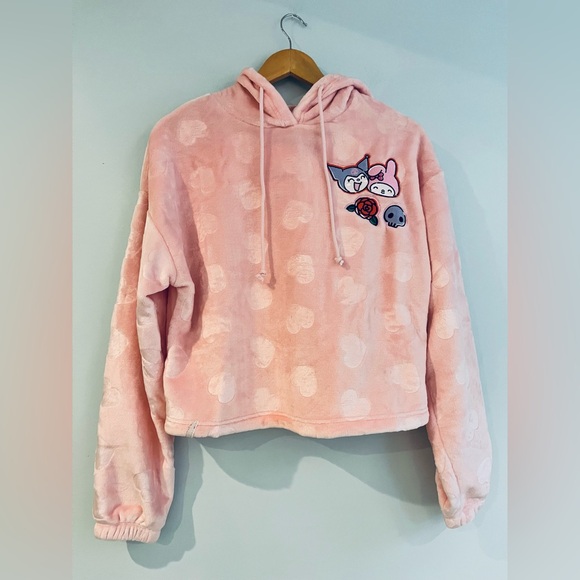 Sanrio Kuromi and My Melody Hearts Pink Hoodie XSmall NWT - Picture 5 of 12